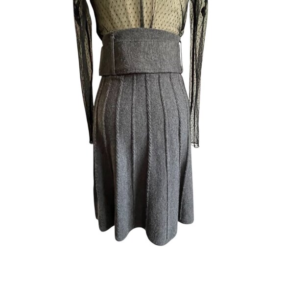Lapis Gray Pin Pleat Knit Swing Skirt - M - Picture 6 of 7